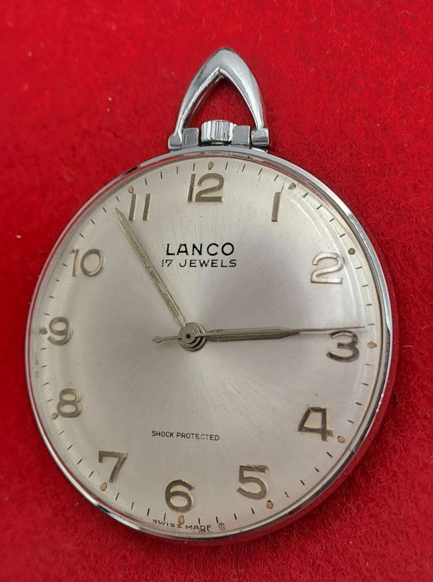 Vintage Swiss Lanco Mechanical pocket watch 17 Jewels - Shock Protected -Excellent Condition-