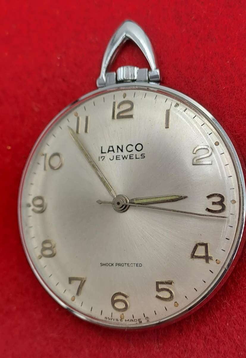Vintage Swiss Lanco Mechanical pocket watch 17 Jewels - Shock Protected -Excellent Condition-