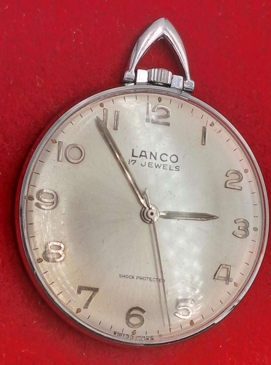Vintage Swiss Lanco Mechanical pocket watch 17 Jewels - Shock Protected -Excellent Condition-