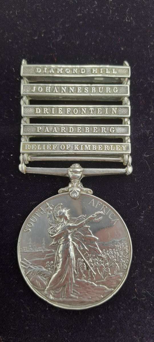 Boerwar 1899-1900 Queen Victoria QSA Medal Awarded to- 4445 Pte. F.Fountain 12 R. Lancers -5 clasps