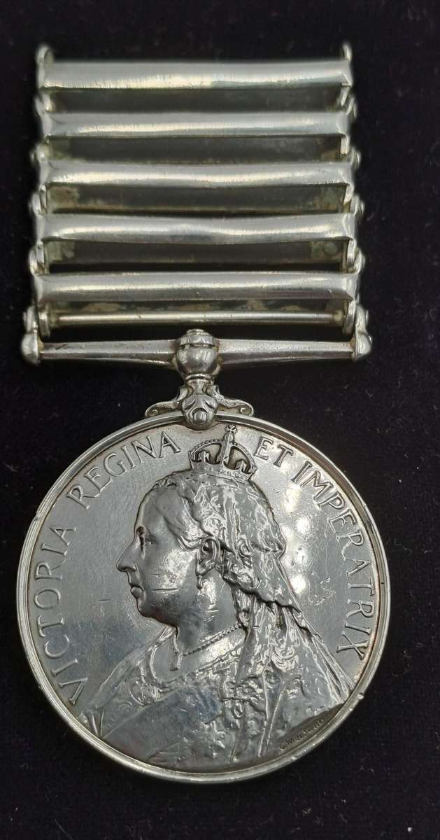 Boerwar 1899-1900 Queen Victoria QSA Medal Awarded to- 4445 Pte. F.Fountain 12 R. Lancers -5 clasps