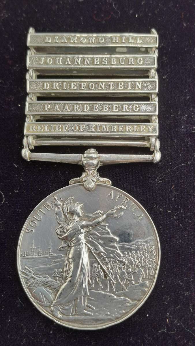 Boerwar 1899-1900 Queen Victoria QSA Medal Awarded to- 4445 Pte. F.Fountain 12 R. Lancers -5 clasps