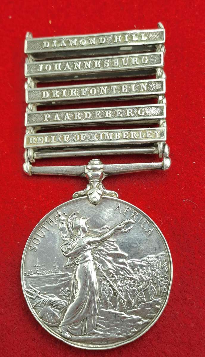 Boerwar 1899-1900 Queen Victoria QSA Medal Awarded to- 4445 Pte. F.Fountain 12 R. Lancers -5 clasps