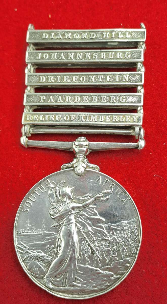 Boerwar 1899-1900 Queen Victoria QSA Medal Awarded to- 4445 Pte. F.Fountain 12 R. Lancers -5 clasps