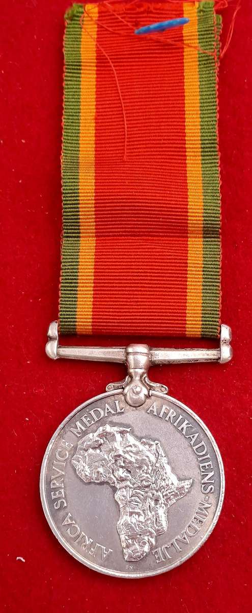 WW2  South Africa .925 Silver Africa Service Medal w/ Ribbon-  36001 J. ELiason