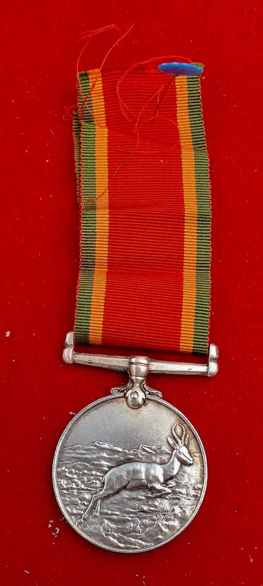 WW2  South Africa .925 Silver Africa Service Medal w/ Ribbon-  36001 J. ELiason
