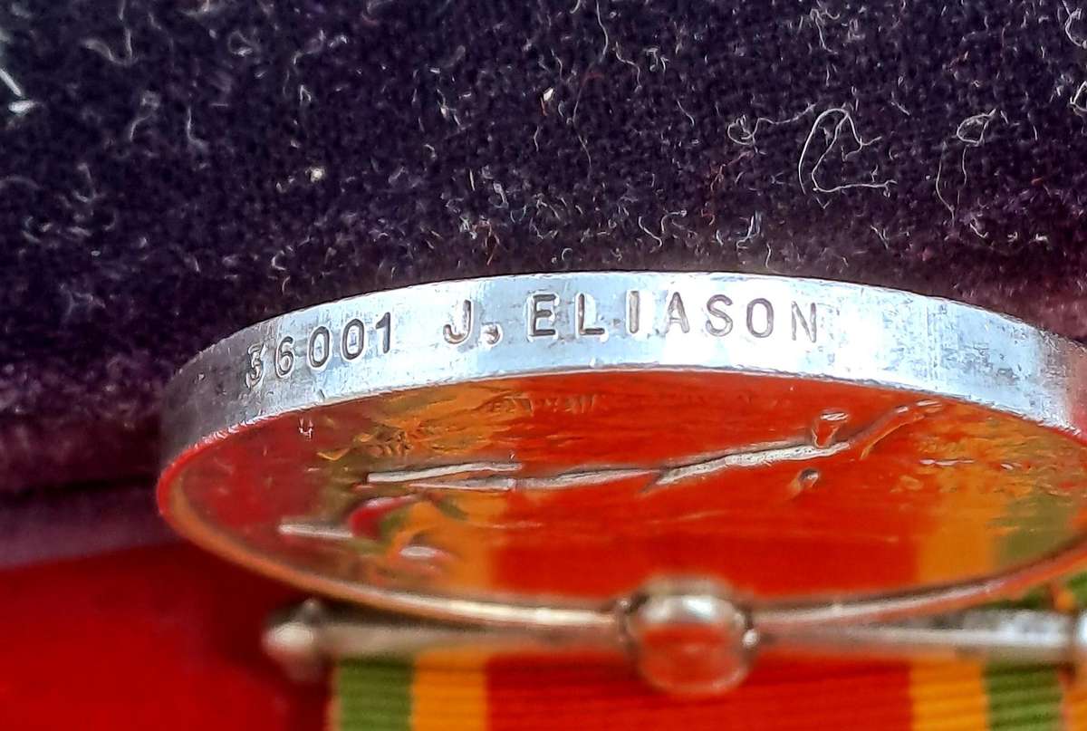 WW2  South Africa .925 Silver Africa Service Medal w/ Ribbon-  36001 J. ELiason