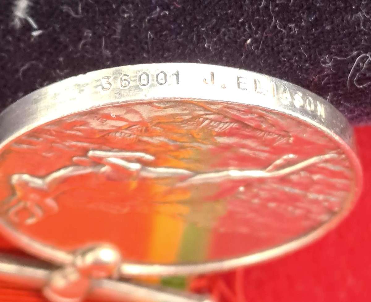 WW2  South Africa .925 Silver Africa Service Medal w/ Ribbon-  36001 J. ELiason