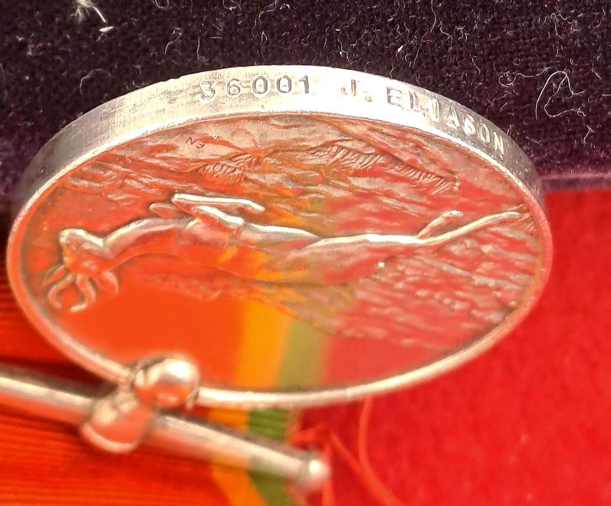 WW2  South Africa .925 Silver Africa Service Medal w/ Ribbon-  36001 J. ELiason