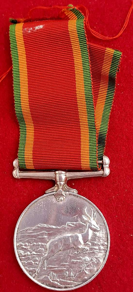 WW2  South Africa .925 Silver Africa Service Medal w/ Ribbon-  engraved P682 P.E.F Fennell