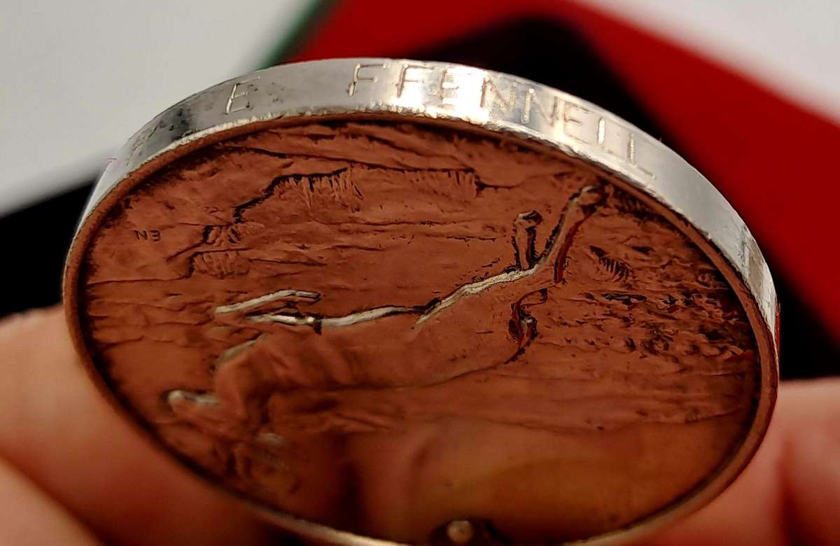 WW2  South Africa .925 Silver Africa Service Medal w/ Ribbon-  engraved P682 P.E.F Fennell