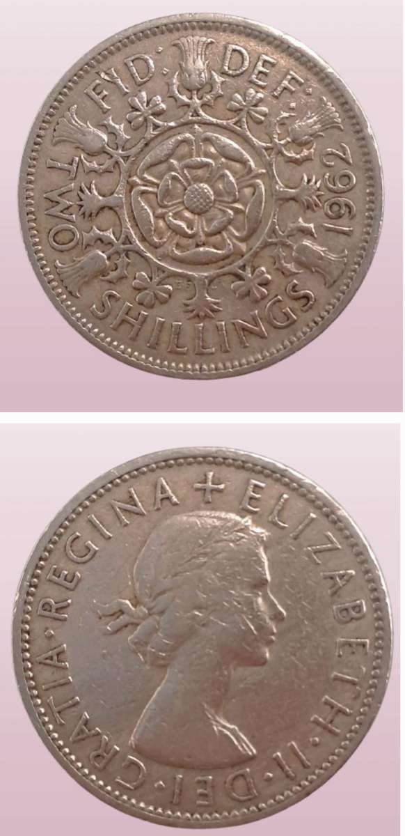 1962 United Kingdom 2 Shillings - Elizabeth II 1st portrait,