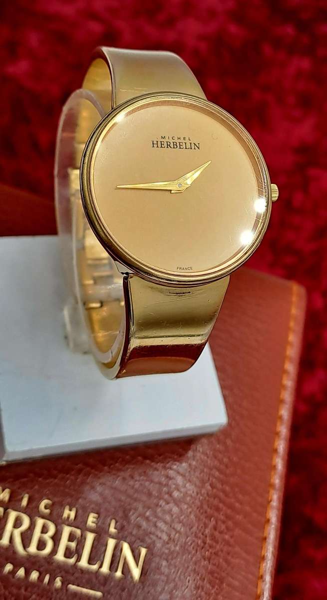 Pre-owned Ladies Michel Herbelin Paris rolled gold watch in Box with Booklet used condition
