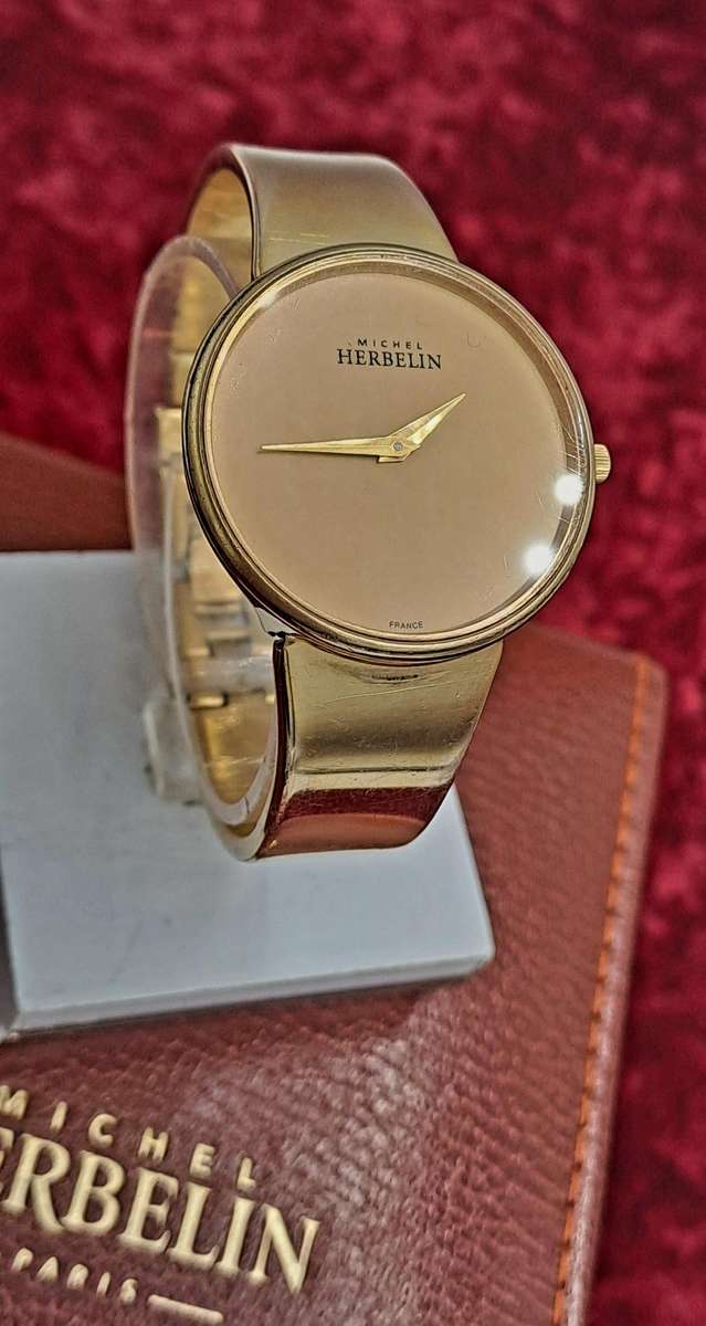 Pre-owned Ladies Michel Herbelin Paris rolled gold watch in Box with Booklet used condition