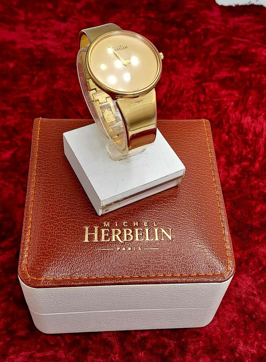 Pre-owned Ladies Michel Herbelin Paris rolled gold watch in Box with Booklet used condition