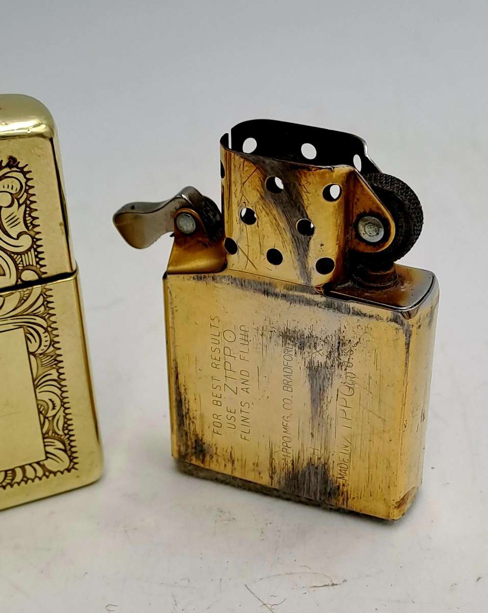 Vintage Brass Zippo VENETIAN Lighter - made Bradford USA - need Flint and fluid