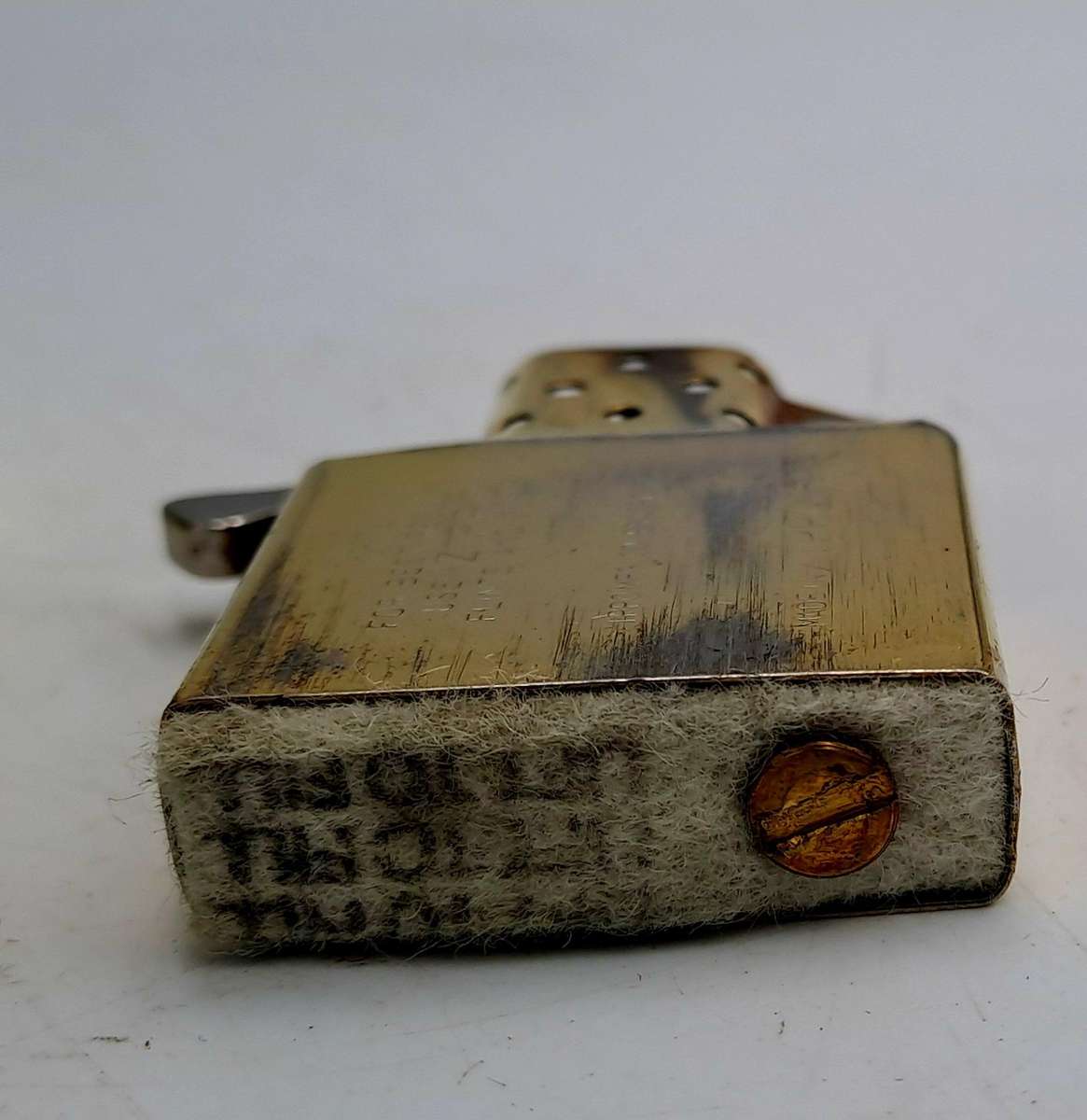 Vintage Brass Zippo VENETIAN Lighter - made Bradford USA - need Flint and fluid