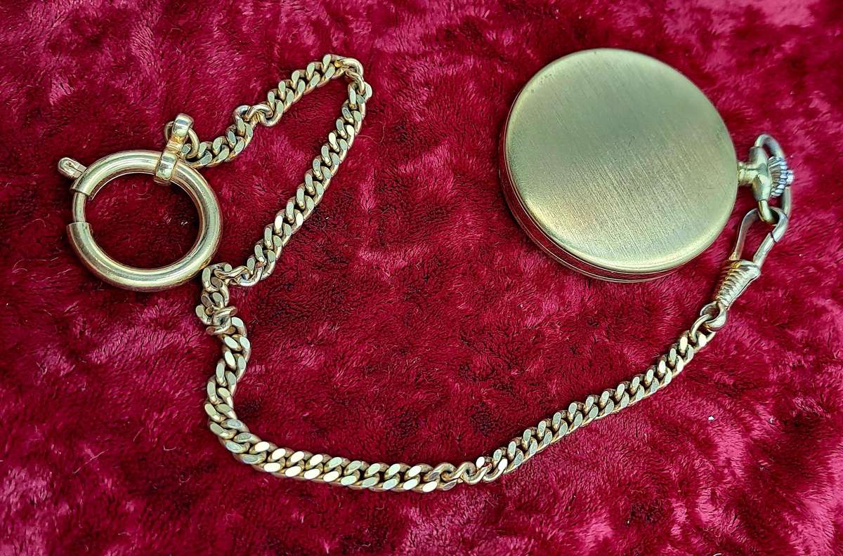 Vintage Lacher Quartz Pocket watch on chain-Made in West Germany -Working