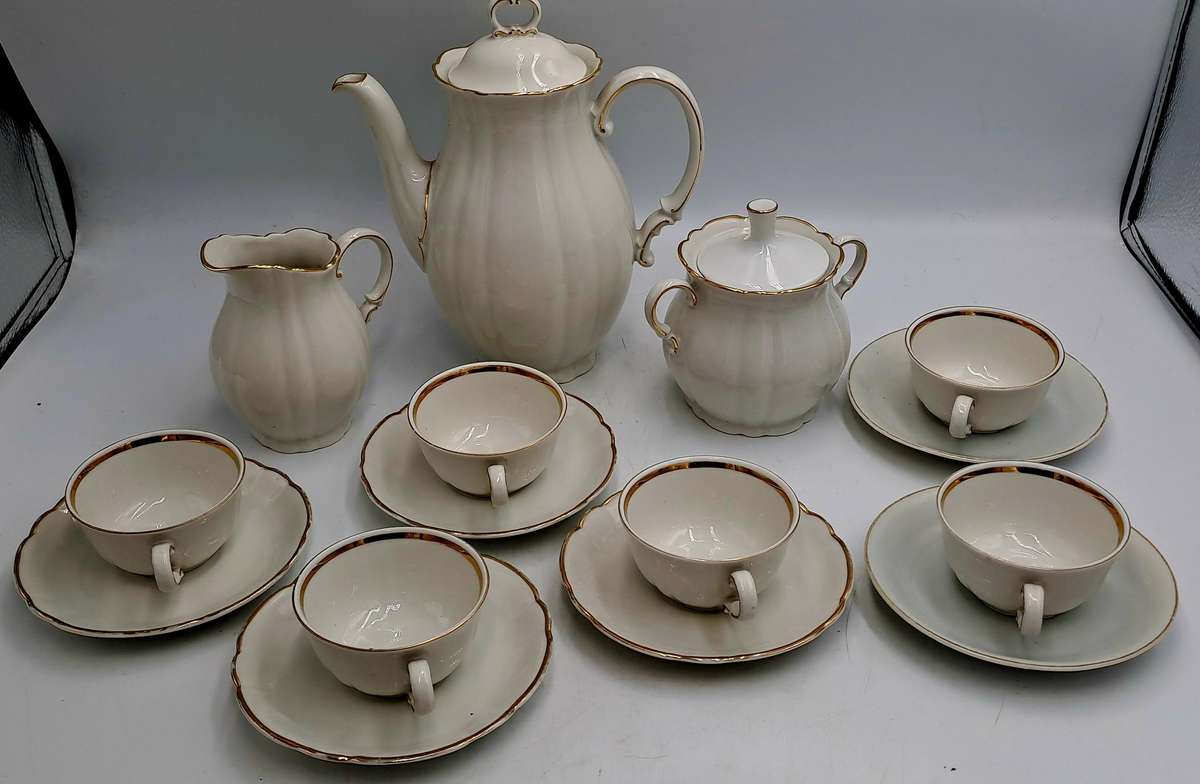 1940's 15pc Verbano Laveno Porcelain Demitasse set + 2 Saucers not from this set-Italy