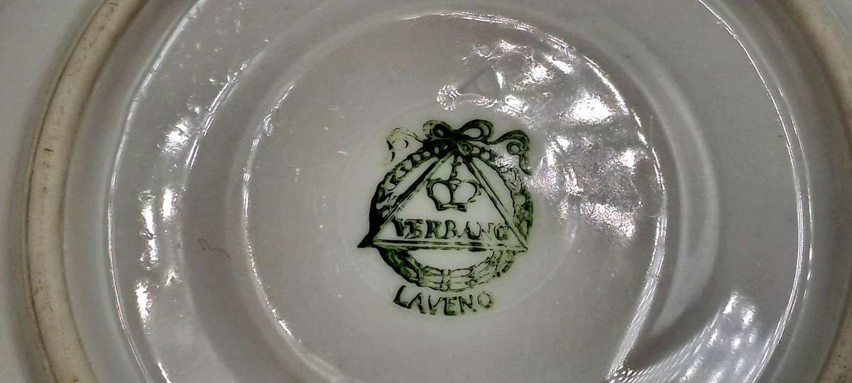 1940's 15pc Verbano Laveno Porcelain Demitasse set + 2 Saucers not from this set-Italy