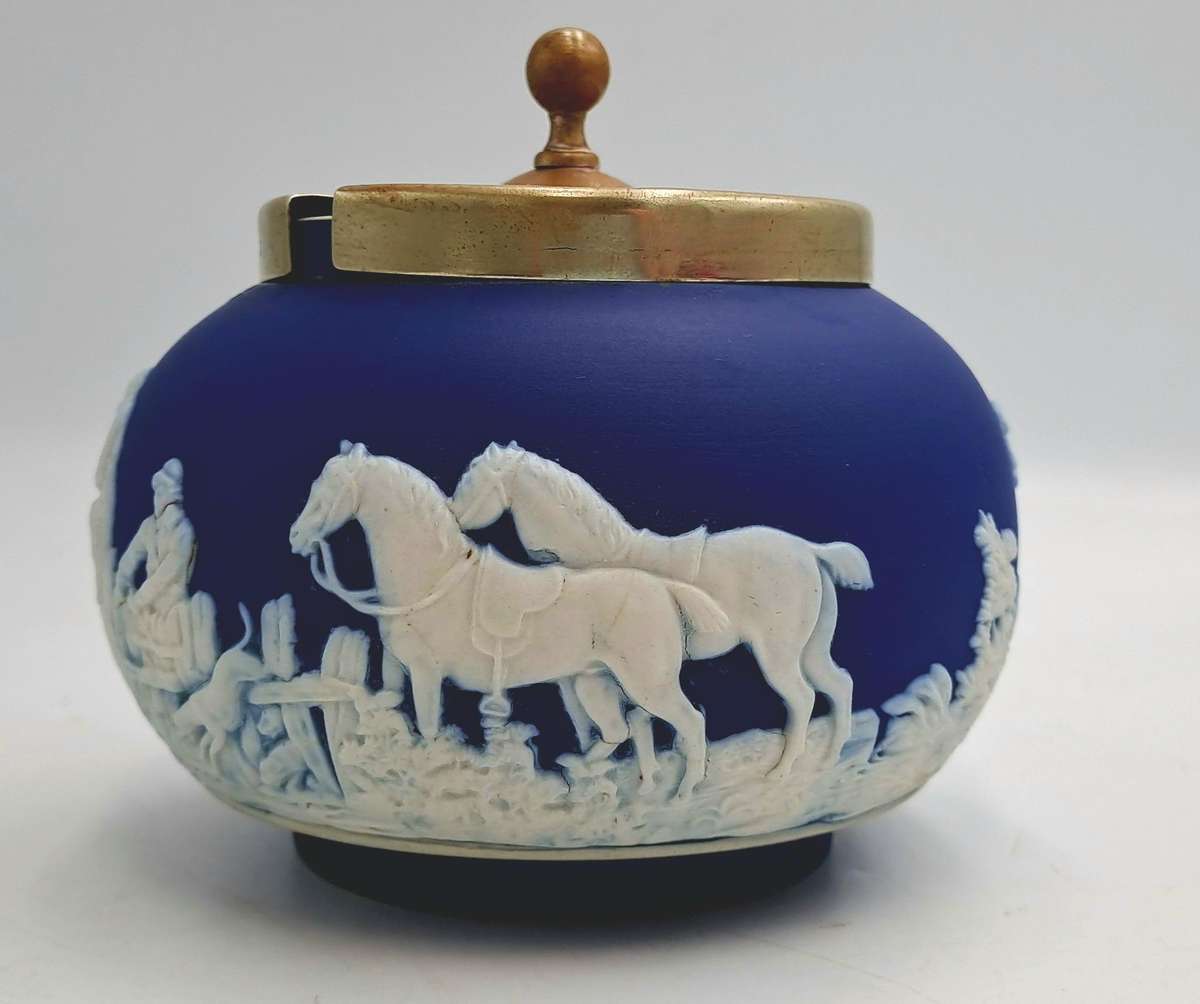 Vintage Adams Tunstall Jasperware Sugar Bowl with EPNS Lid (silver plated)