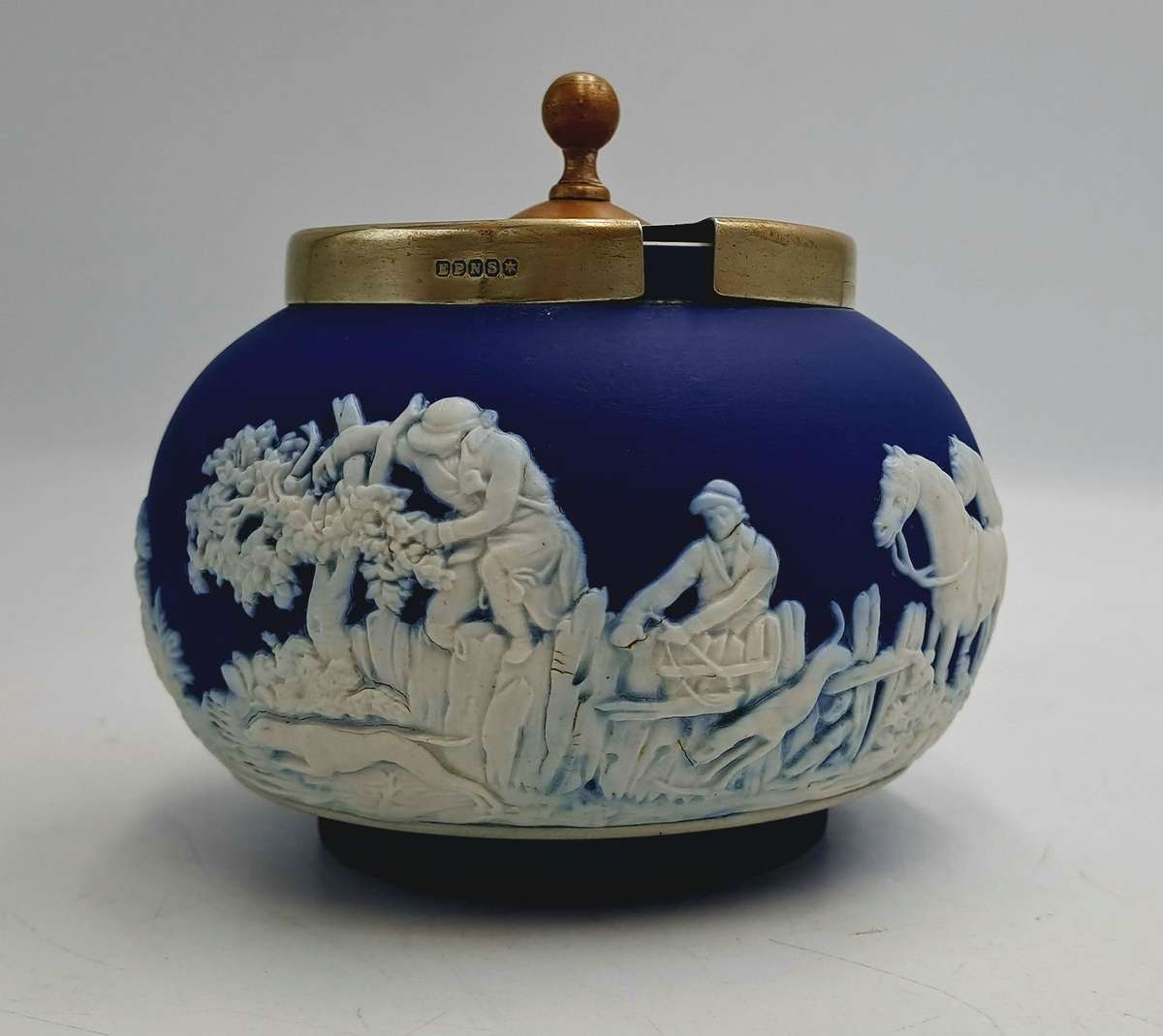 Vintage Adams Tunstall Jasperware Sugar Bowl with EPNS Lid (silver plated)