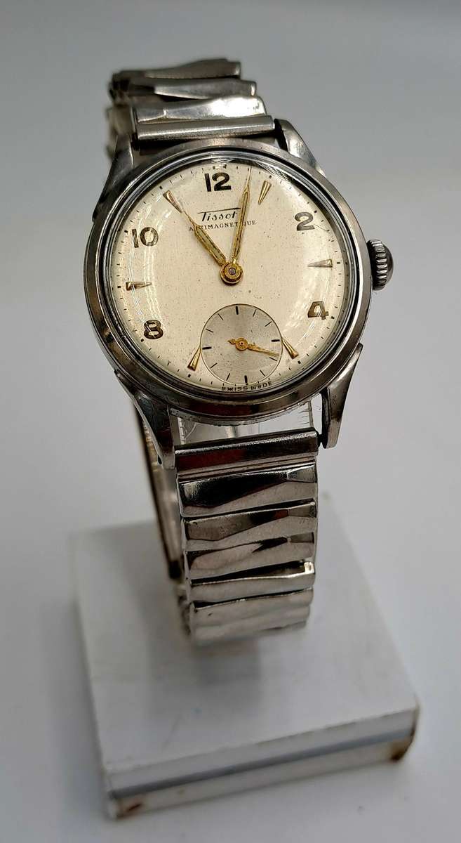 Vintage 1940's Swiss TISSOT Antimagnetique Men's Mechanical Watch -Working (sterling top strap)