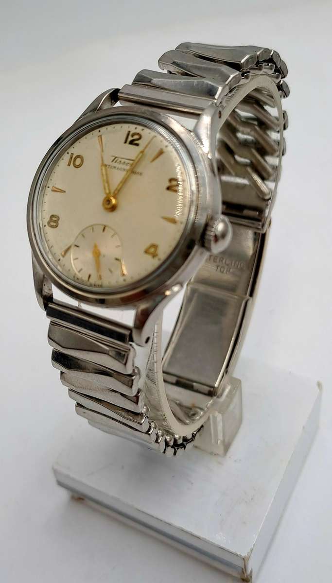 Vintage 1940's Swiss TISSOT Antimagnetique Men's Mechanical Watch -Working (sterling top strap)