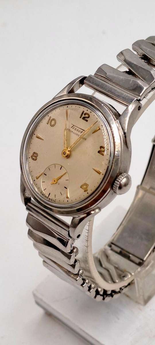 Vintage 1940's Swiss TISSOT Antimagnetique Men's Mechanical Watch -Working (sterling top strap)