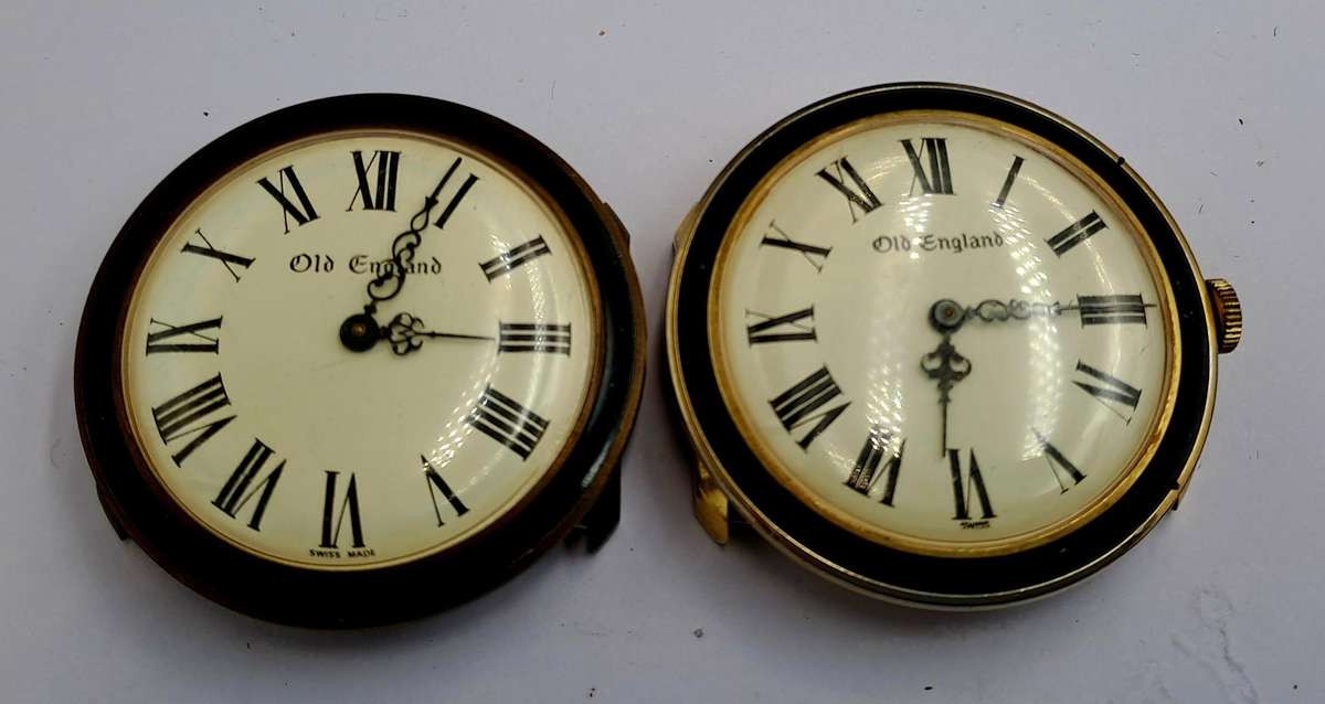 Rare Find!!! 2 x 1960's Swiss Made Old England Black Bezel Watches for repairs by CLARO Watch SA.