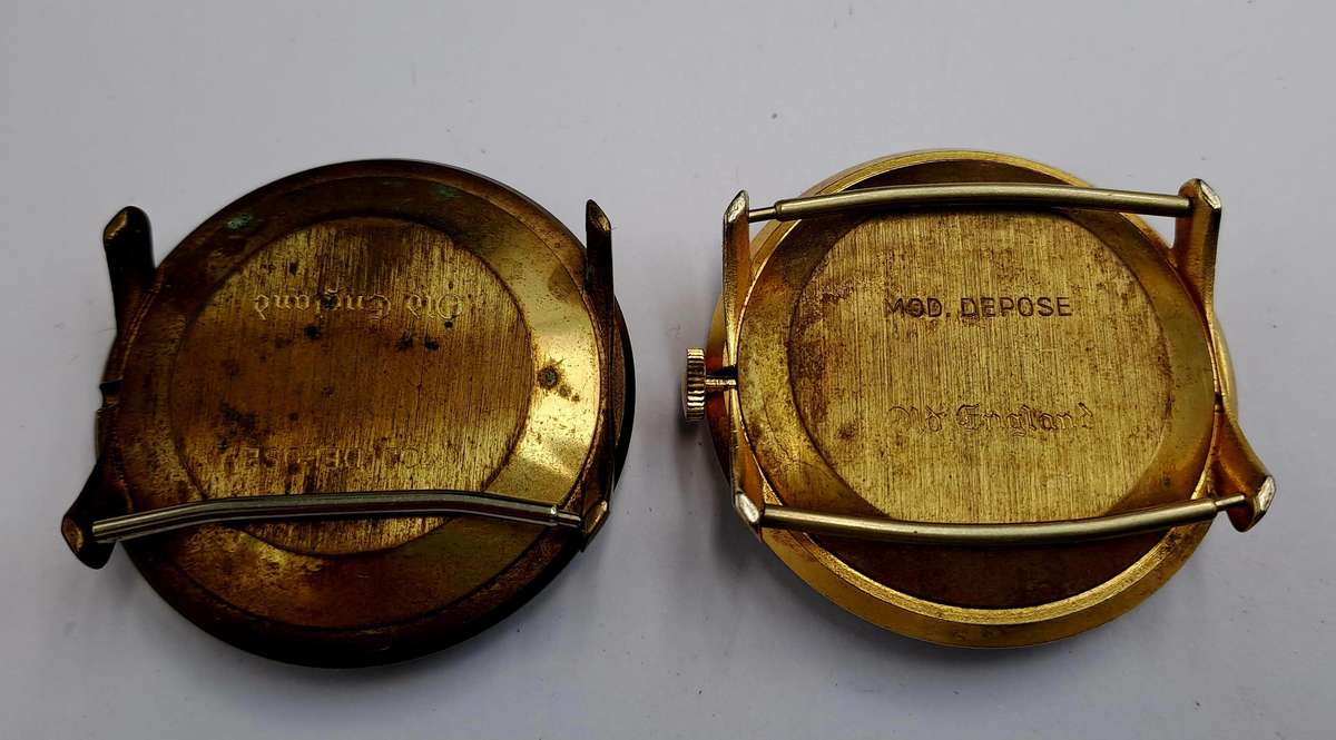 Rare Find!!! 2 x 1960's Swiss Made Old England Black Bezel Watches for repairs by CLARO Watch SA.