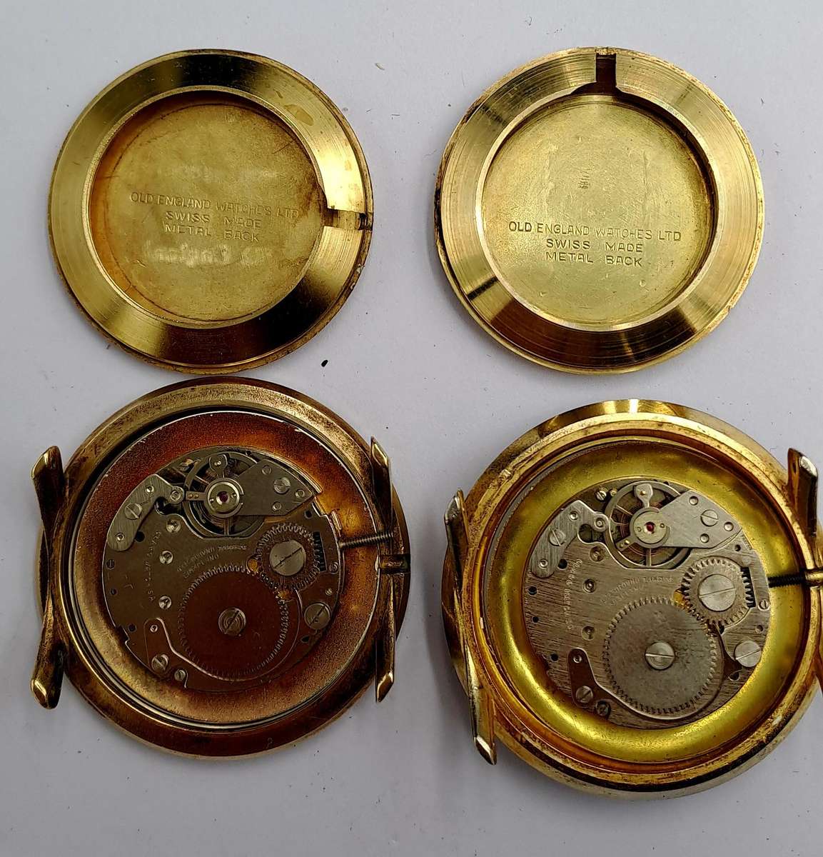 Rare Find!!! 2 x 1960's Swiss Made Old England Black Bezel Watches for repairs by CLARO Watch SA.