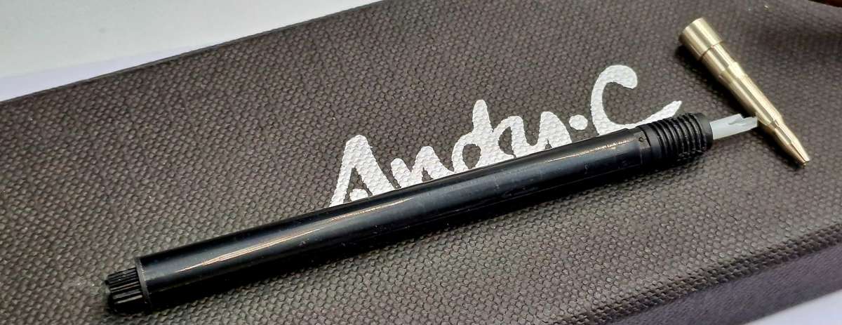 Original Andy-C Andy Cartwright designer Pencil boxed (pencil mechanism plasic top broken) Pewter