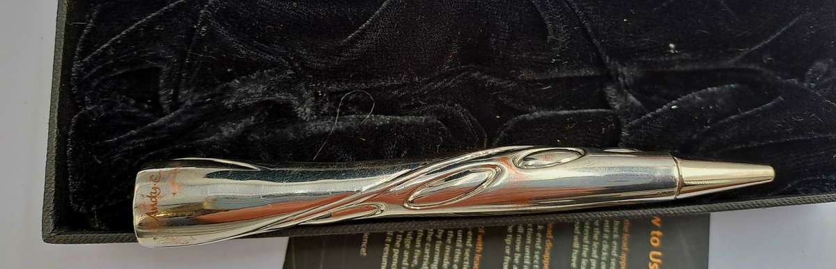 Original Andy-C Andy Cartwright designer Pencil boxed (pencil mechanism plasic top broken) Pewter