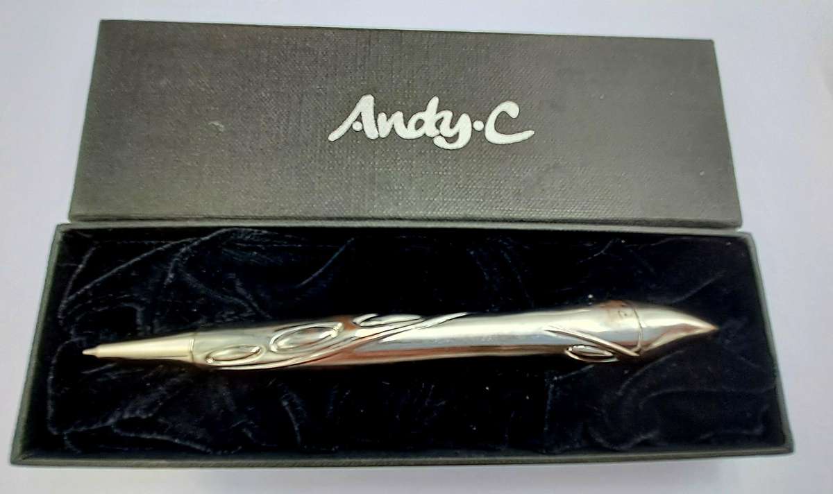 Original Andy-C Andy Cartwright designer Pencil boxed (pencil mechanism plasic top broken) Pewter