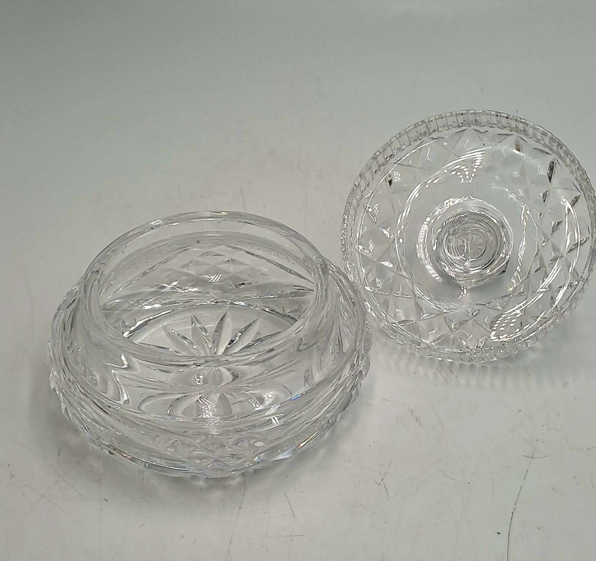 Vintage Clear Crystal Cut Glass Lidded Bowl