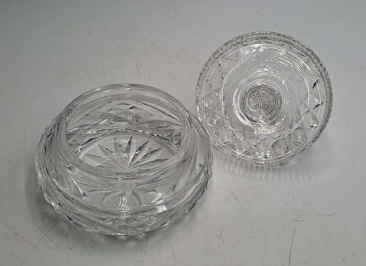 Vintage Clear Crystal Cut Glass Lidded Bowl