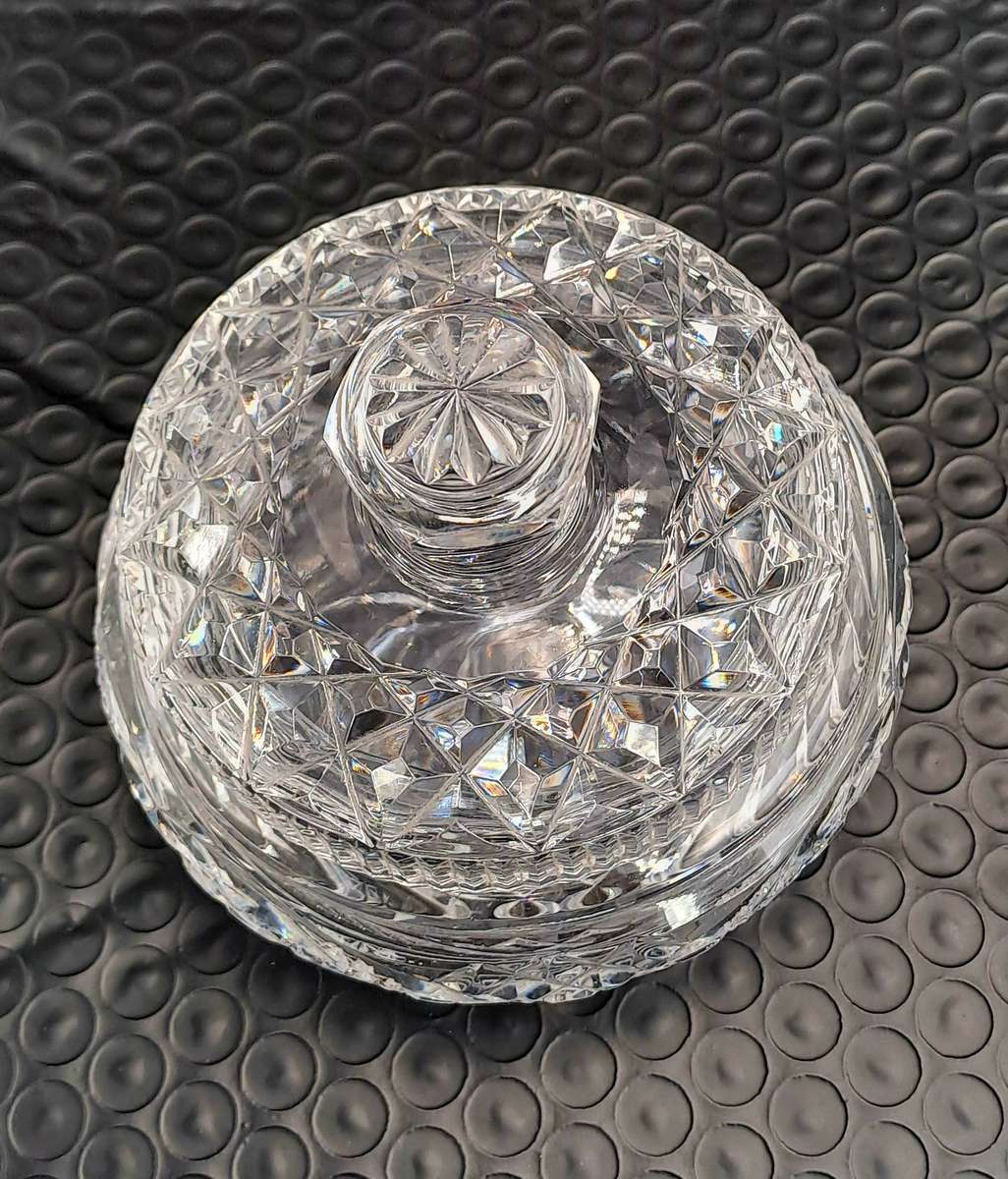Vintage Clear Crystal Cut Glass Lidded Bowl