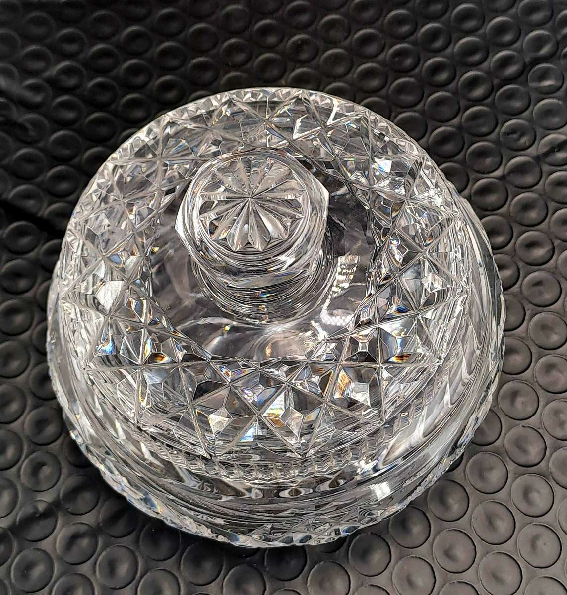 Vintage Clear Crystal Cut Glass Lidded Bowl
