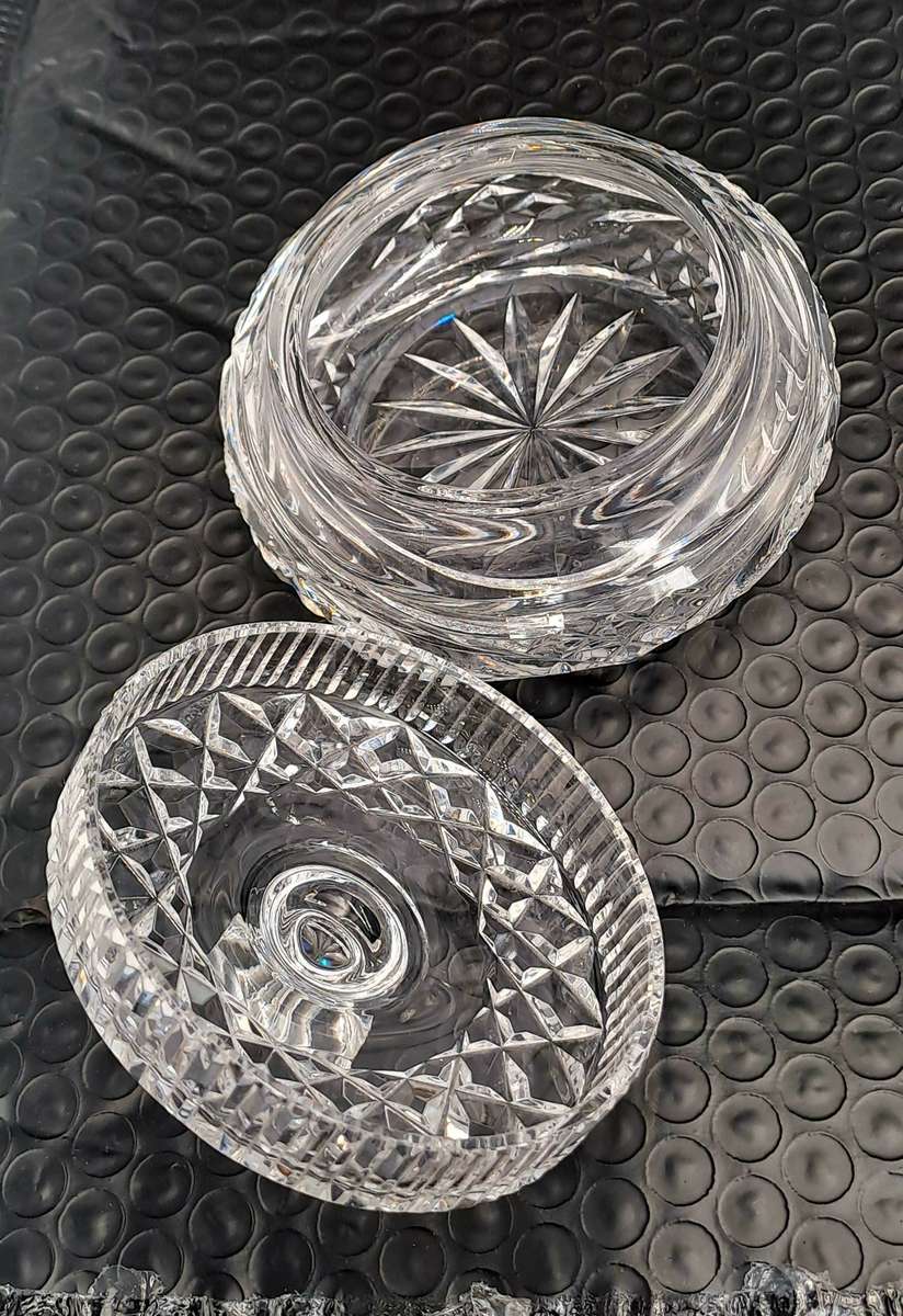 Vintage Clear Crystal Cut Glass Lidded Bowl