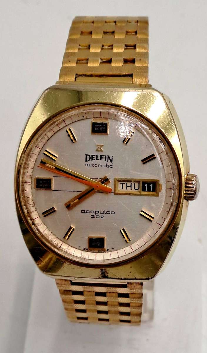 Vintage  1970's Swiss Men's DELFIN Acapulco 202 Automatic Watch -Working