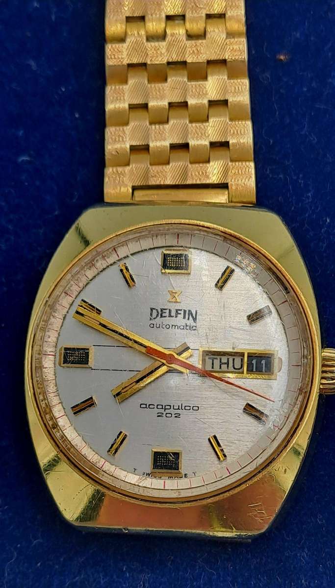 Vintage  1970's Swiss Men's DELFIN Acapulco 202 Automatic Watch -Working