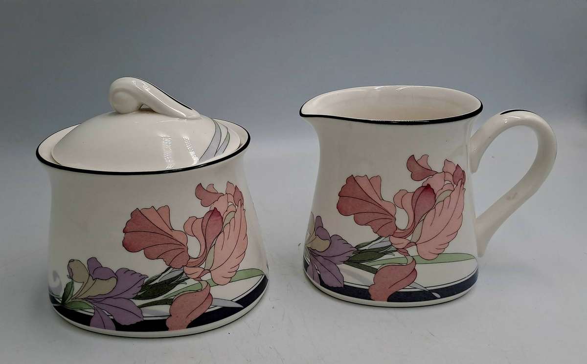 NEW DECADE Cafe du Soir by Noritake Japan 9091 -Creamer and Sugar pot -Mint Condition