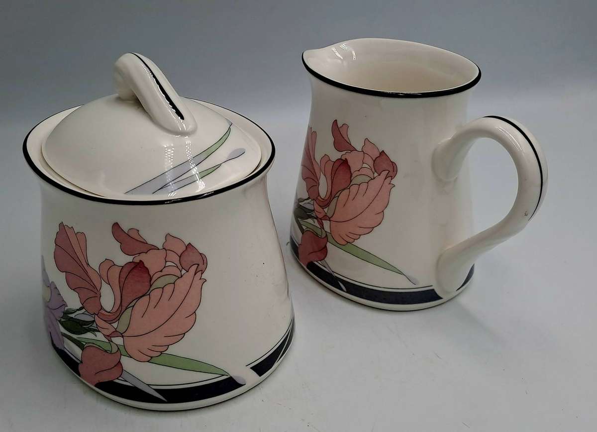 NEW DECADE Cafe du Soir by Noritake Japan 9091 -Creamer and Sugar pot -Mint Condition