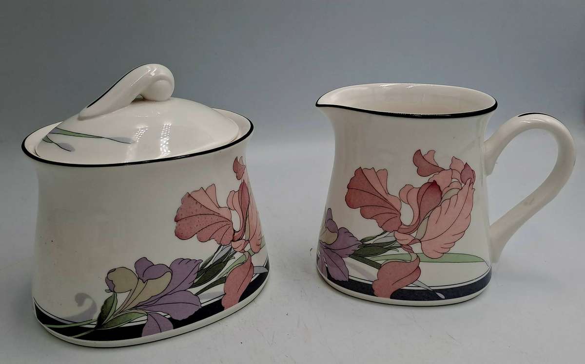 NEW DECADE Cafe du Soir by Noritake Japan 9091 -Creamer and Sugar pot -Mint Condition