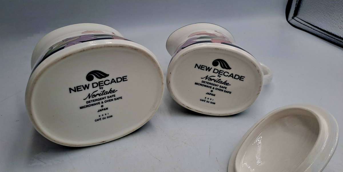 NEW DECADE Cafe du Soir by Noritake Japan 9091 -Creamer and Sugar pot -Mint Condition