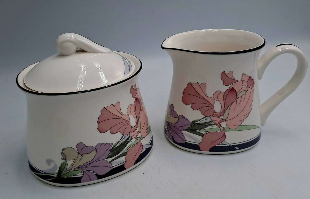 NEW DECADE Cafe du Soir by Noritake Japan 9091 -Creamer and Sugar pot -Mint Condition