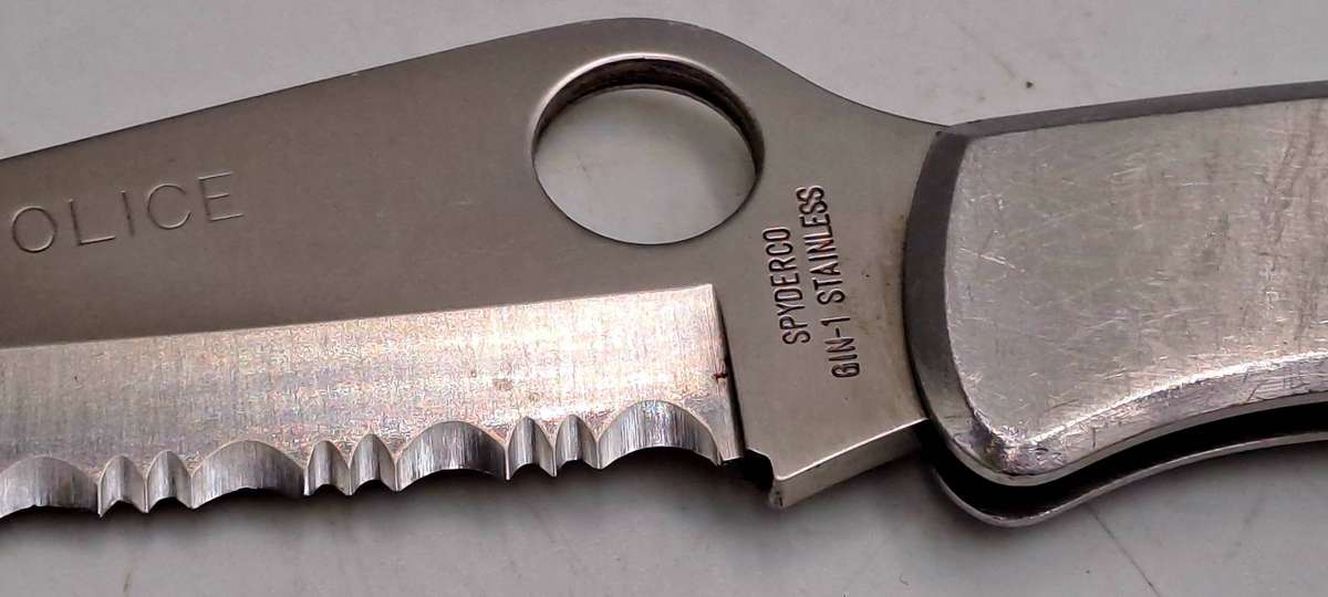 Police Spyderco Gin-1 Stainless Steel Seki-City Japan-US Patent 4347665