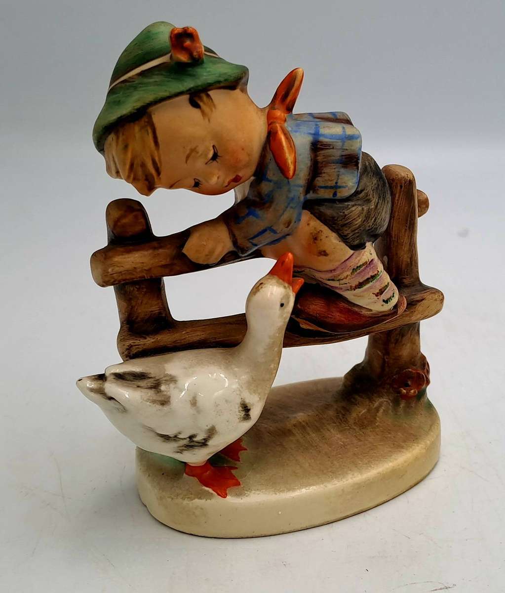 Vintage 1950's Goebel HUMMEL Barnyard Hero Boy Goose Figurine W Germany