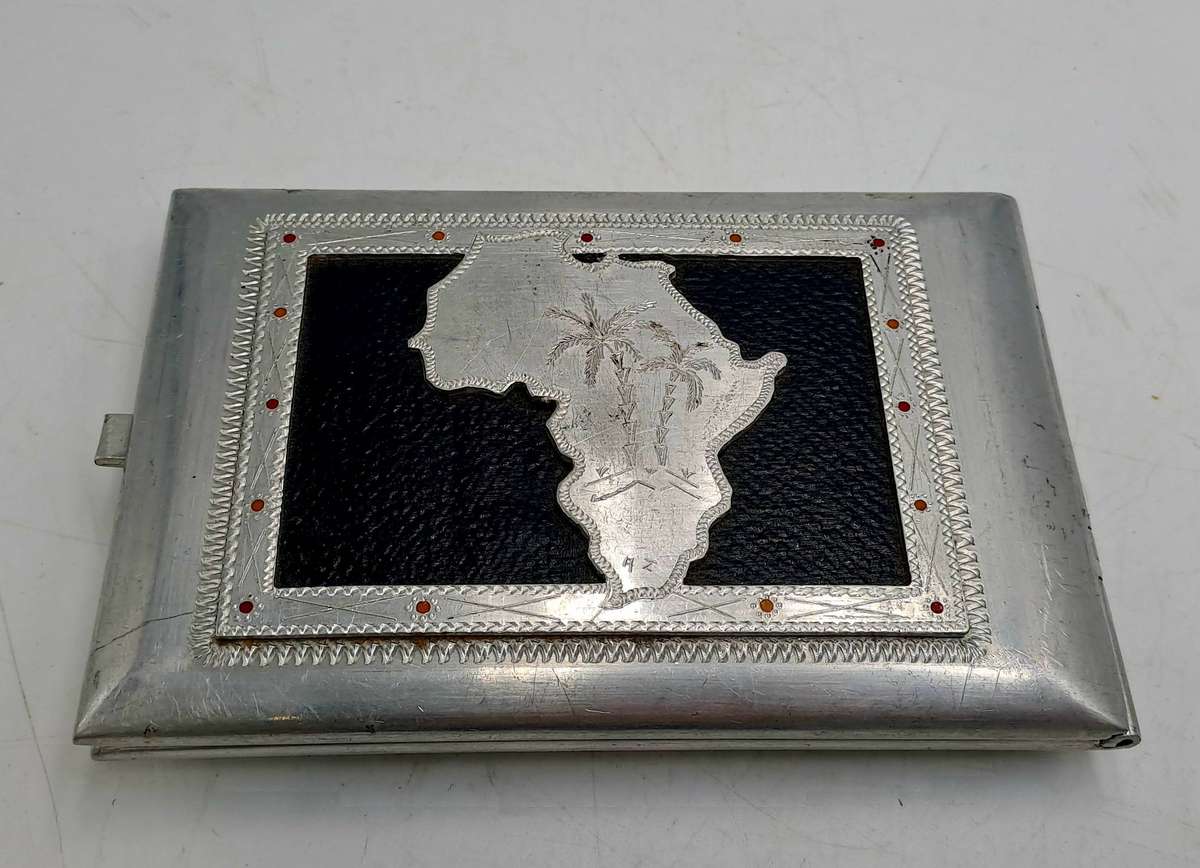 WW2 Prisoner of War Made Aluminium Trench Art Cigarette Case - Africa